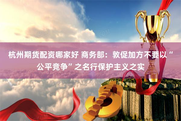 杭州期货配资哪家好 商务部：敦促加方不要以“公平竞争”之名行保护主义之实