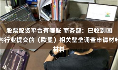 股票配资平台有哪些 商务部：已收到国内行业提交的（欧盟）相关壁垒调查申请材料